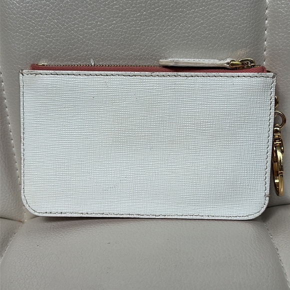 Fendi bi color crayons pocketed key coin wallet keychain in pink & white leather - Picture 4 of 13